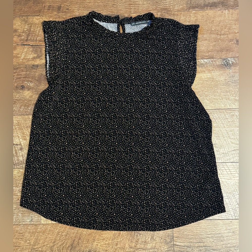 Adrianna Papell Black Sleeveless Ruffle Sleeve Blouse
